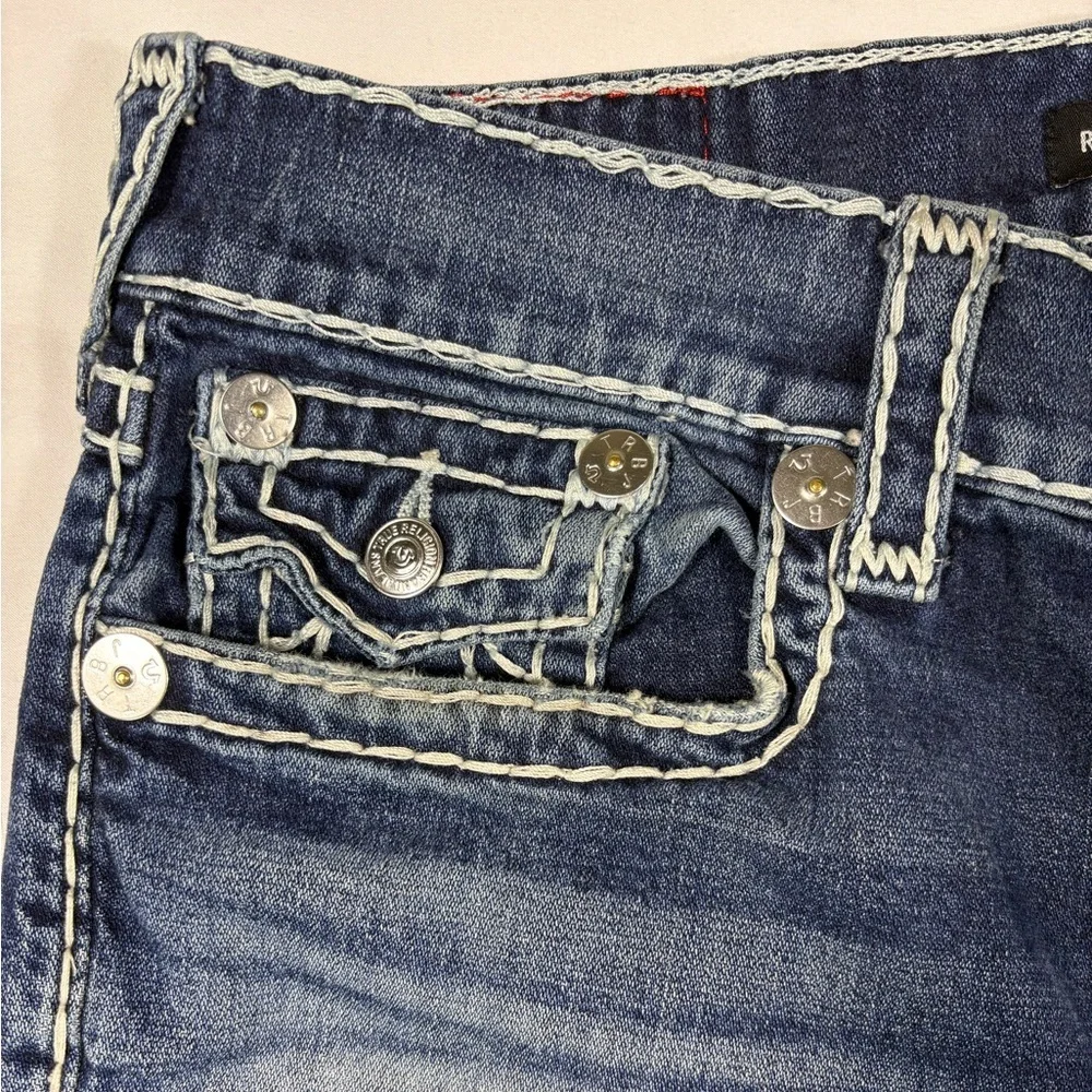 True Religion Men's Ricky Relaxed Straight Subtle Distressed Jeans -| Size 34